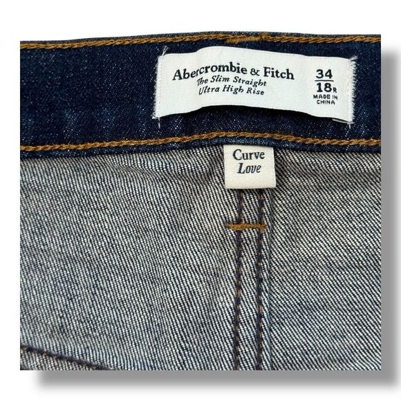 NWT Abercrombie & Fitch Jeans Slim Straight Ultra High Rise Women’s Sz 34 / 18R - Picture 8 of 16